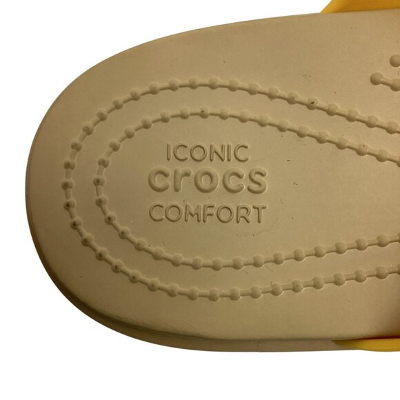 Crocs Tulem Toe Post Womens 10 Latex Rubber Sandals Yellow Gold - Picture 9 of 9